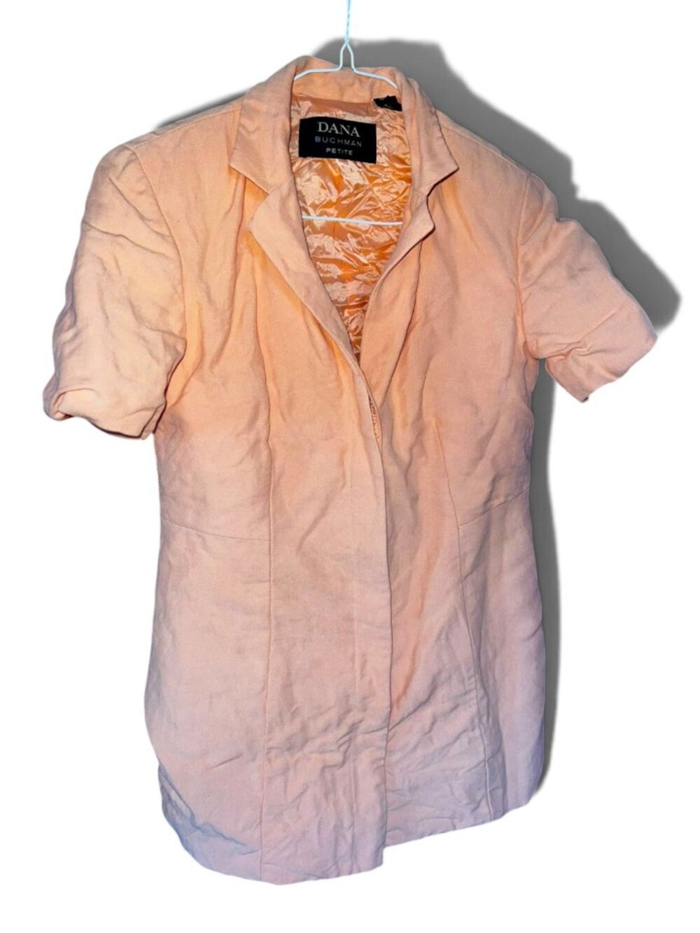 Dana Buchman Peach Short Sleeve Button Up Shirt Blouse Size M